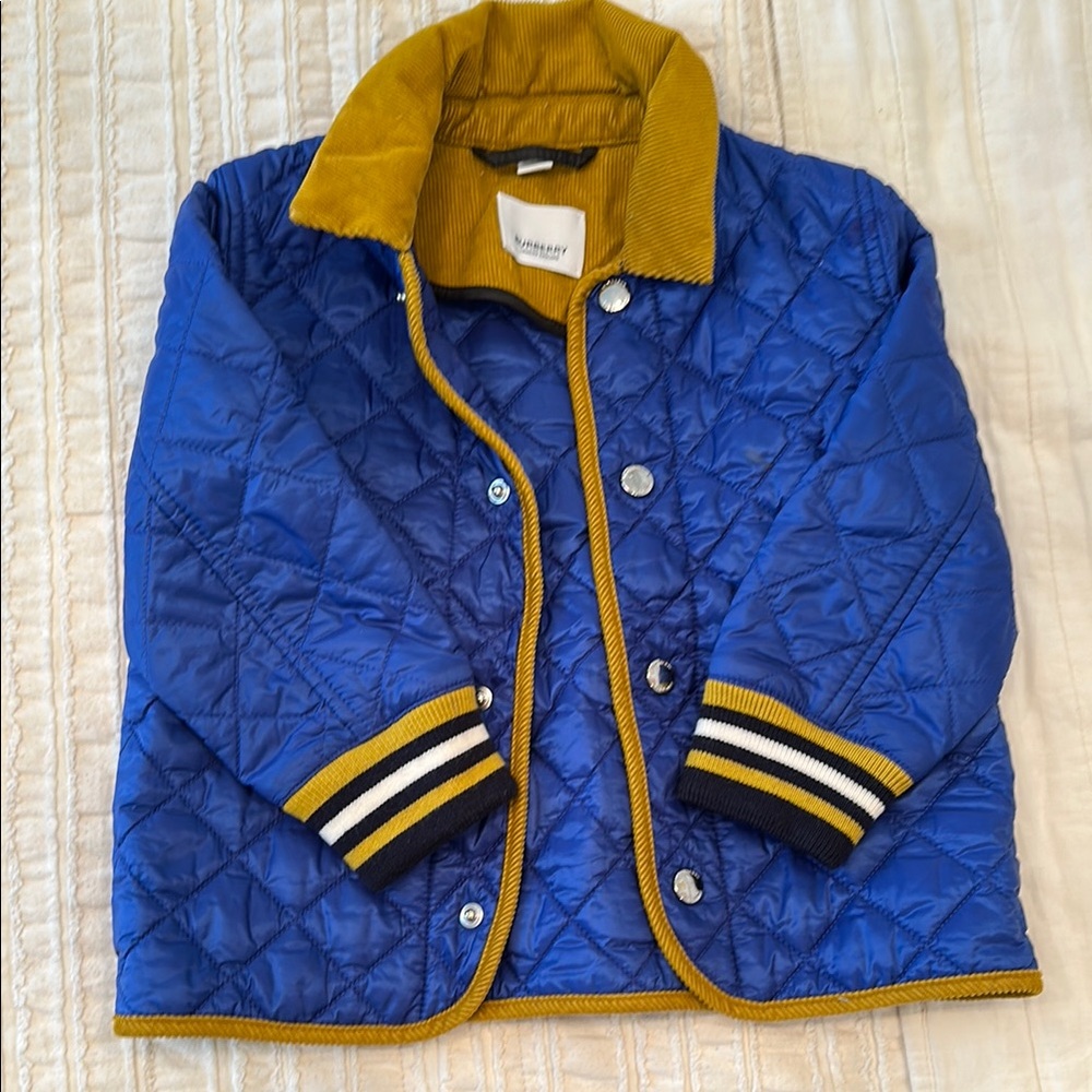Burberry Blue and Yellow Puffer Jacket size 2Y.
